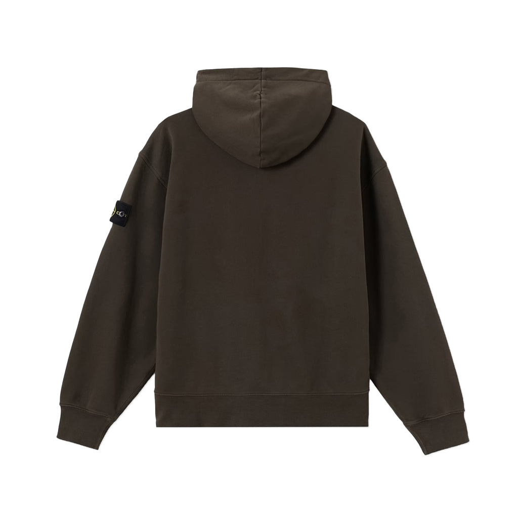 [Stone Island] Organic Cotton Fleece Oversized Zip-Up Hoodie