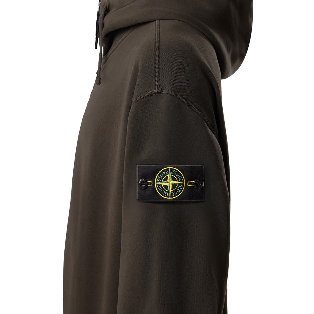 [Stone Island] Organic Cotton Fleece Oversized Zip-Up Hoodie