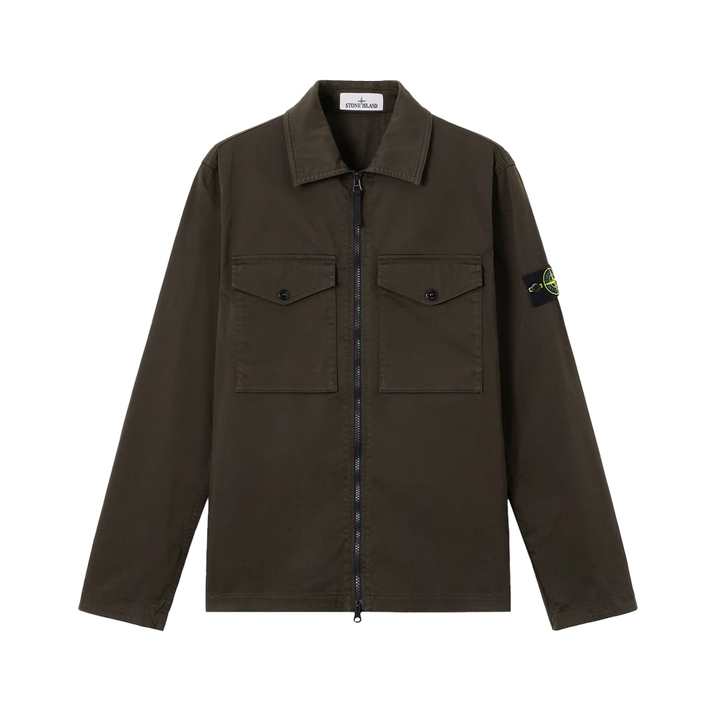 [Stone Island] Stretch Organic Cotton Satin Overshirt