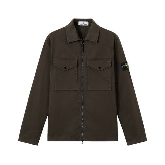 [Stone Island] Stretch Organic Cotton Satin Overshirt