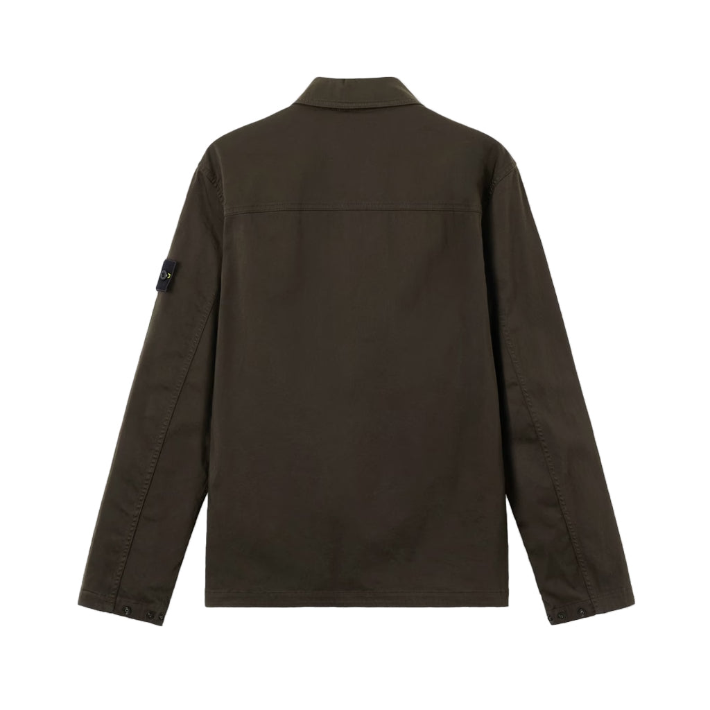 [Stone Island] Stretch Organic Cotton Satin Overshirt