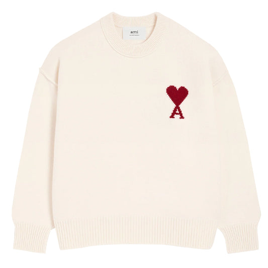 [Ami Paris] Quota Contrasted Large Ami De Coeur Crewneck Knit