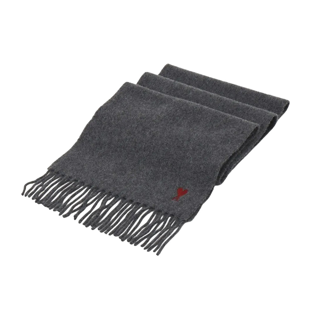 [Ami Paris] Quota Wool Scarf Red Ami De Coeur Embroidery