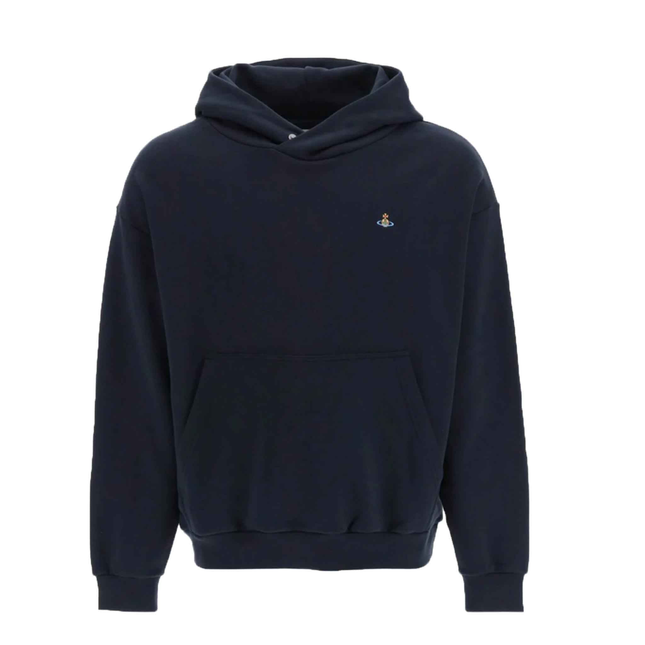 Vivienne Westwood Pullover Oversize Orb Logo Hoodie in Navy