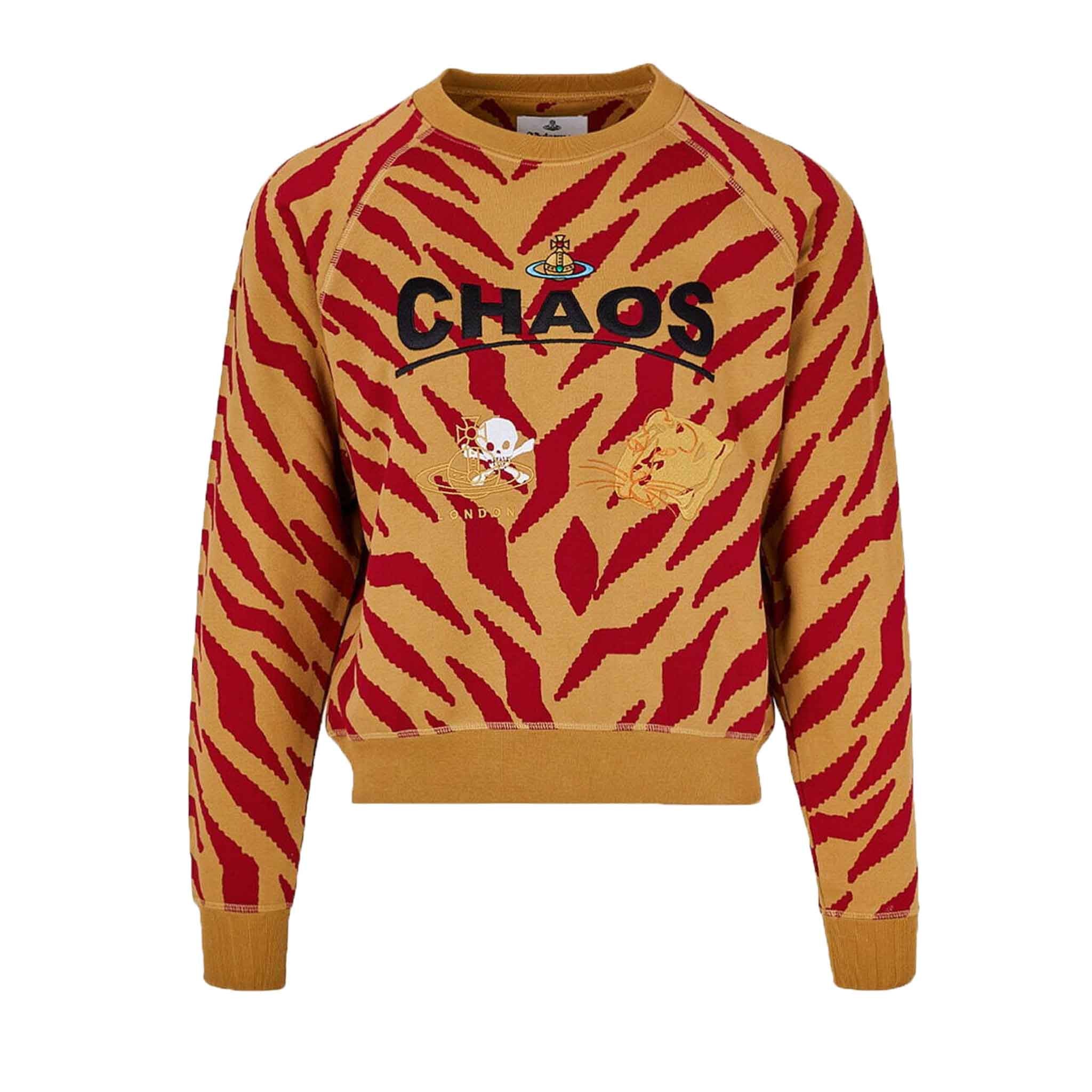 Vivienne Westwood Tiger Print 'Chaos' Oversize Raglan Sweatshirt in Gold/Red