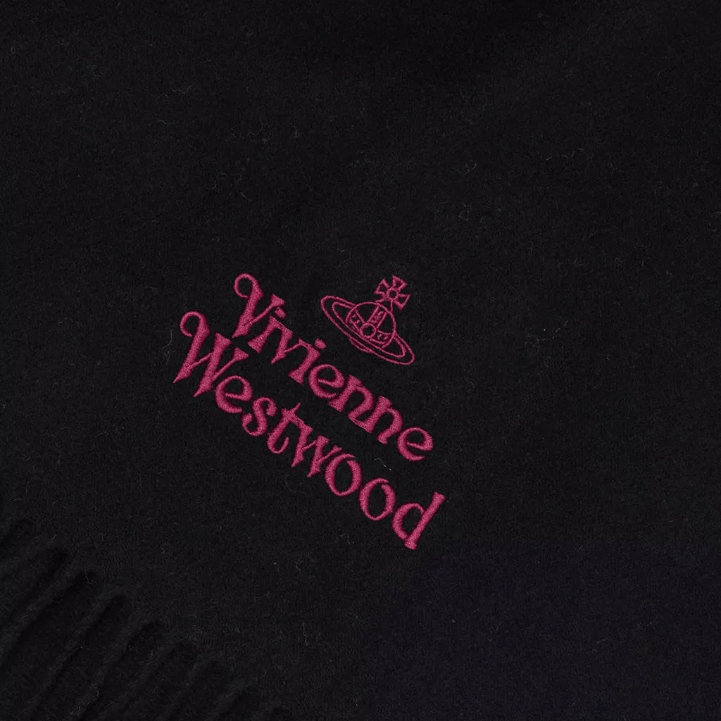 [Vivienne Westwood] Embroidered Logo Fringe Scarf