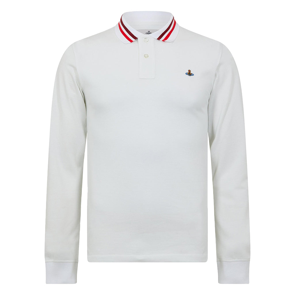 Vivienne Westwood Embroidered Logo Piqué Cotton Long Sleeve Polo Shirt