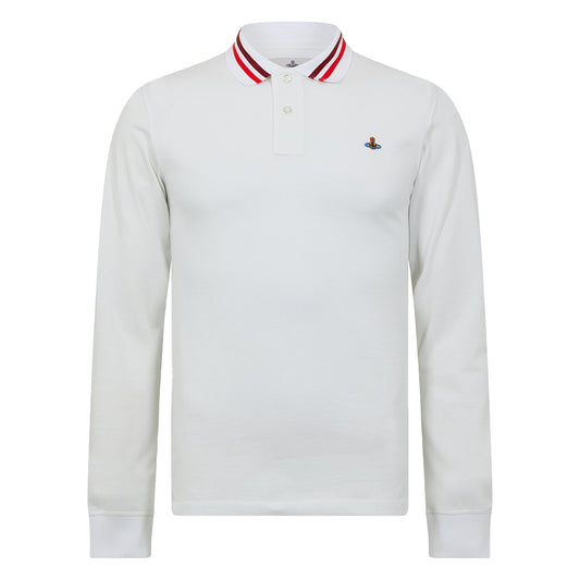 Vivienne Westwood Embroidered Logo Piqué Cotton Long Sleeve Polo Shirt