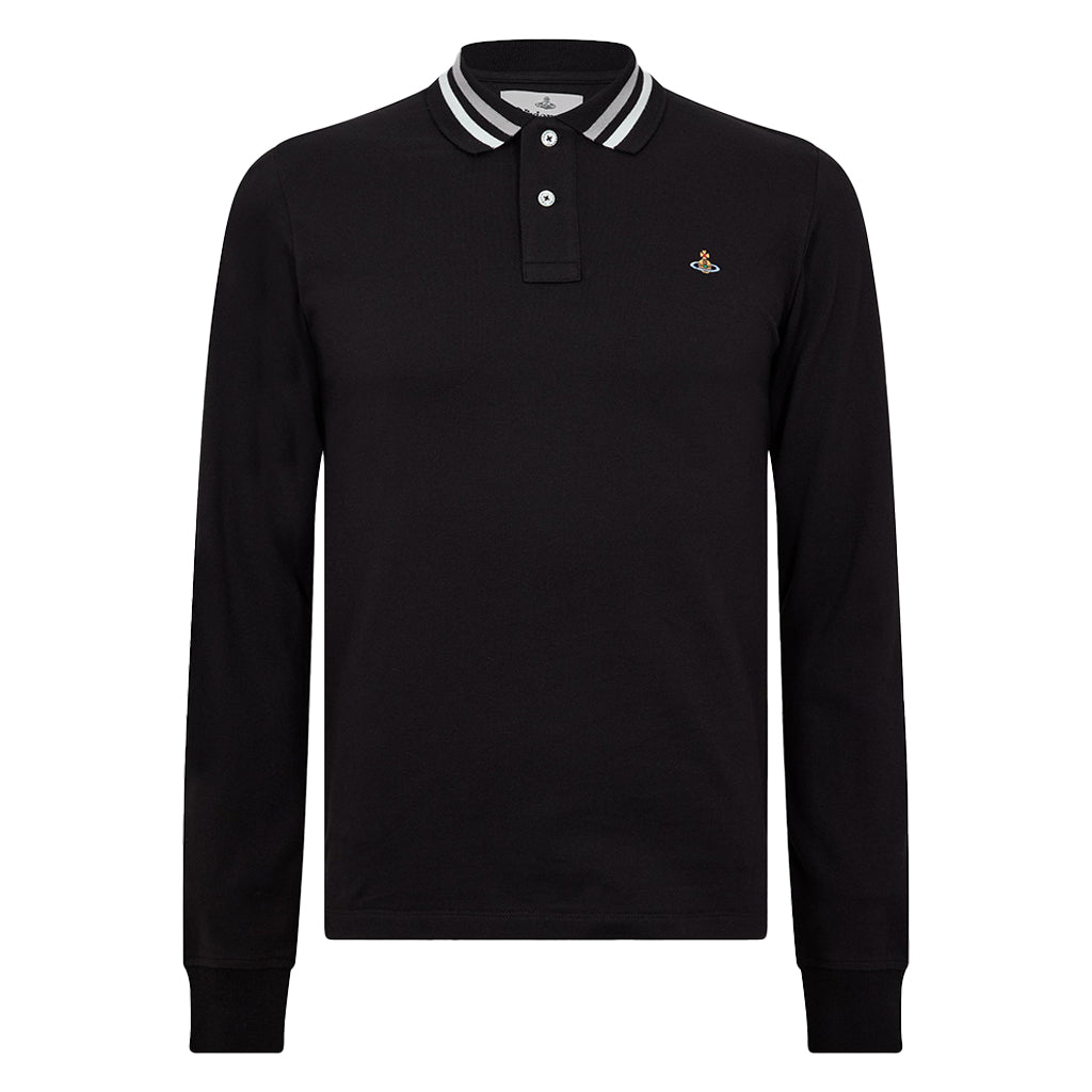 Vivienne Westwood Embroidered Logo Piqué Cotton Long Sleeve Polo Shirt