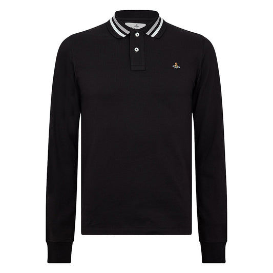 Vivienne Westwood Embroidered Logo Piqué Cotton Long Sleeve Polo Shirt