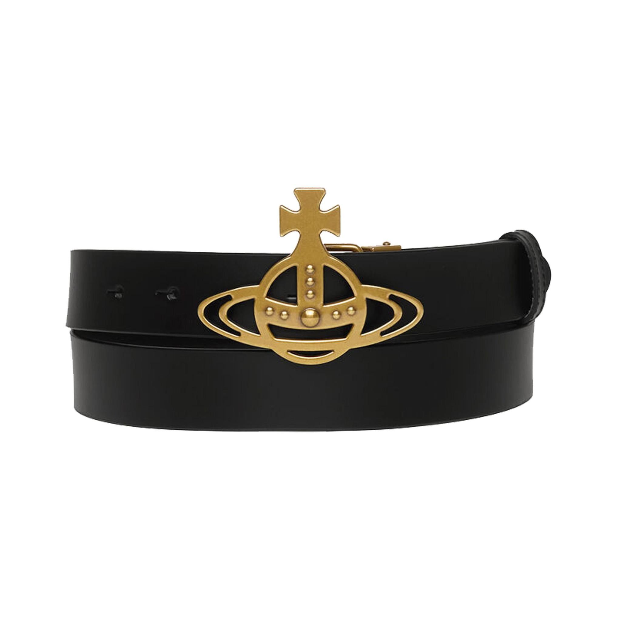Vivienne Westwood Line Orb Buckle Belt in Brass