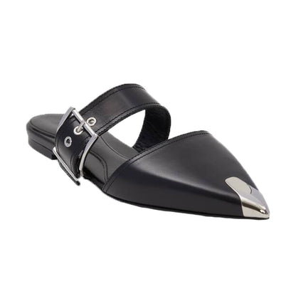 Alexander McQueen Pointed Toe Sandals In Black Leather