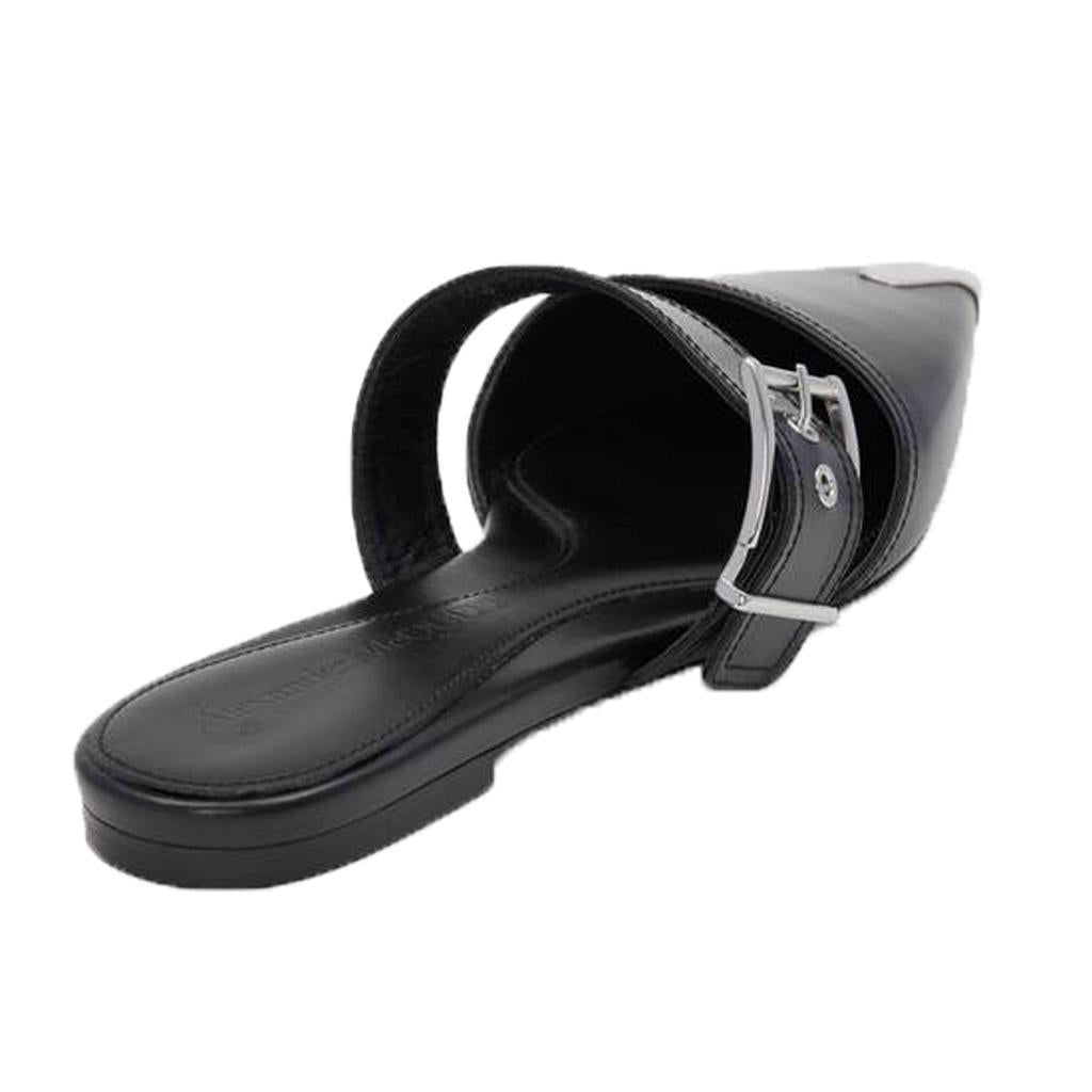 Alexander McQueen Pointed Toe Sandals In Black Leather