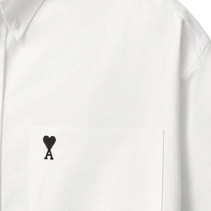 [Ami Paris] Boxy Short Sleeve Shirt With Button Down Collar And Embroidered ADCShirtsAmi ParisDPUS Designer OutletNatural White38[Ami Paris] Boxy Short Sleeve Shirt With Button Down Collar And Embroidered ADC