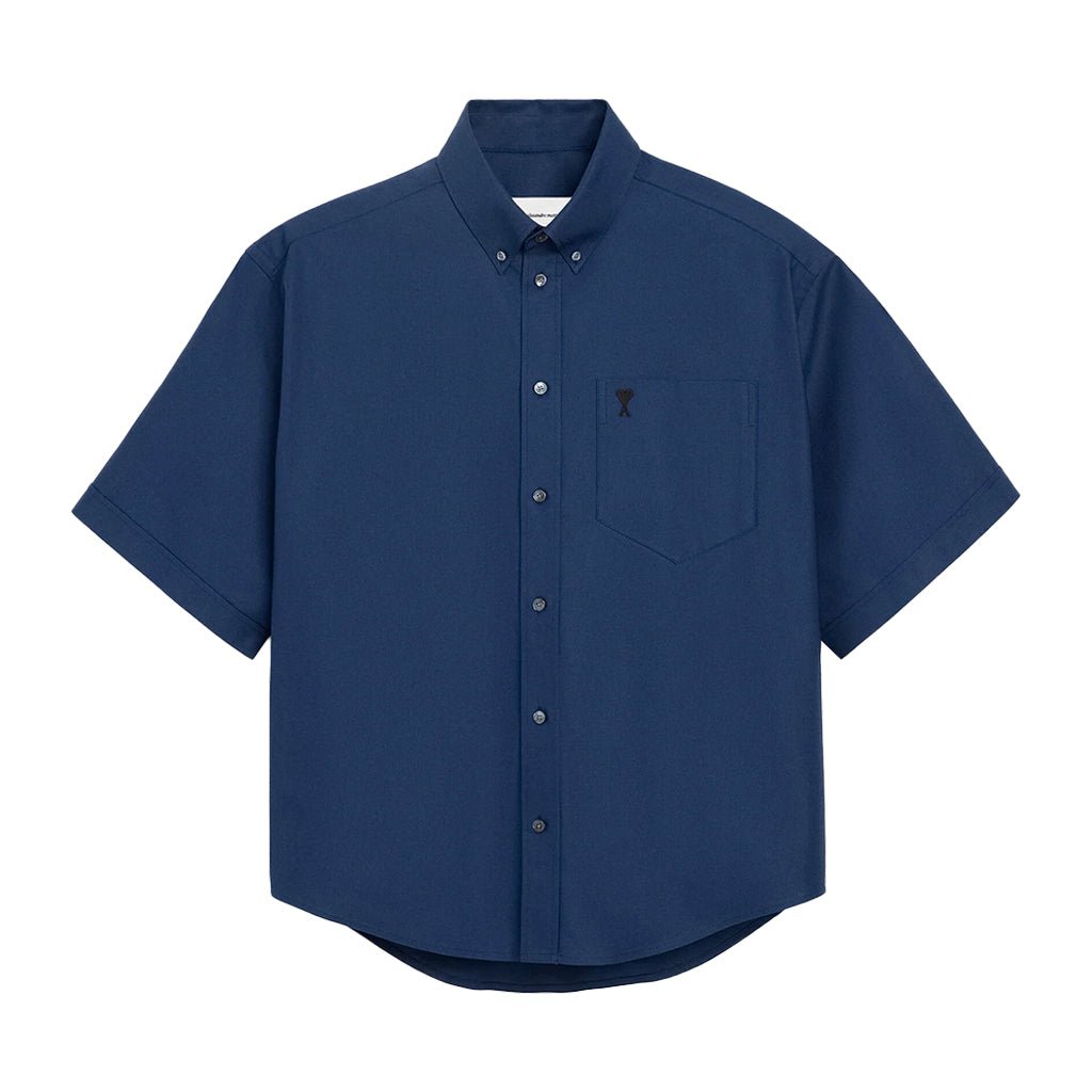 [Ami Paris] Boxy Short Sleeve Shirt With Button Down Collar And Embroidered ADCShirtsAmi ParisDPUS Designer Outlet3666598712823Ink38[Ami Paris] Boxy Short Sleeve Shirt With Button Down Collar And Embroidered ADC
