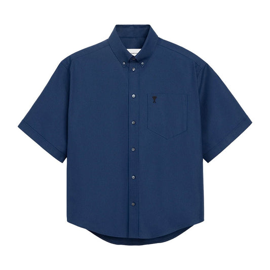 [Ami Paris] Boxy Short Sleeve Shirt With Button Down Collar And Embroidered ADCShirtsAmi ParisDPUS Designer Outlet3666598712823Ink38[Ami Paris] Boxy Short Sleeve Shirt With Button Down Collar And Embroidered ADC