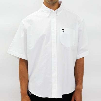 [Ami Paris] Boxy Short Sleeve Shirt With Button Down Collar And Embroidered ADCShirtsAmi ParisDPUS Designer Outlet3666598713028Taupe38[Ami Paris] Boxy Short Sleeve Shirt With Button Down Collar And Embroidered ADC