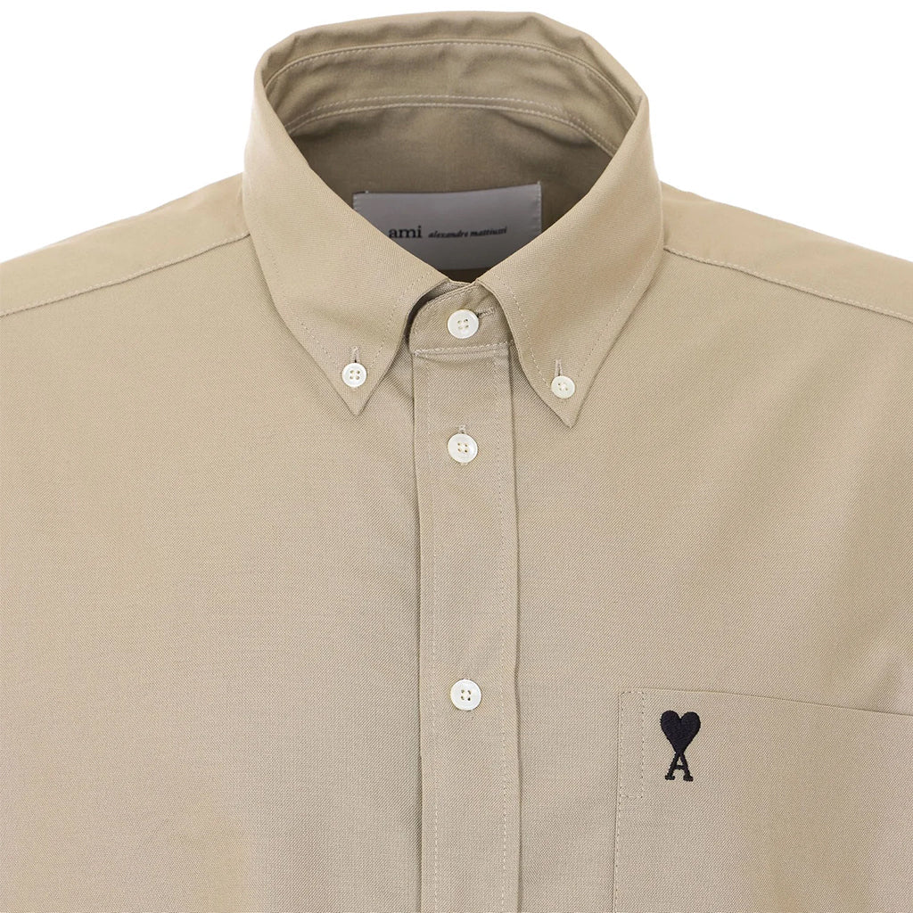 [Ami Paris] Boxy Short Sleeve Shirt With Button Down Collar And Embroidered ADCShirtsAmi ParisDPUS Designer Outlet3666598713028Taupe38[Ami Paris] Boxy Short Sleeve Shirt With Button Down Collar And Embroidered ADC