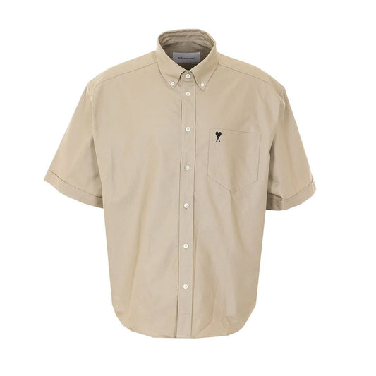 [Ami Paris] Boxy Short Sleeve Shirt With Button Down Collar And Embroidered ADCShirtsAmi ParisDPUS Designer Outlet3666598713028Taupe38[Ami Paris] Boxy Short Sleeve Shirt With Button Down Collar And Embroidered ADC