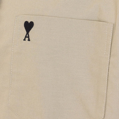 [Ami Paris] Boxy Short Sleeve Shirt With Button Down Collar And Embroidered ADCShirtsAmi ParisDPUS Designer Outlet3666598713028Taupe38[Ami Paris] Boxy Short Sleeve Shirt With Button Down Collar And Embroidered ADC