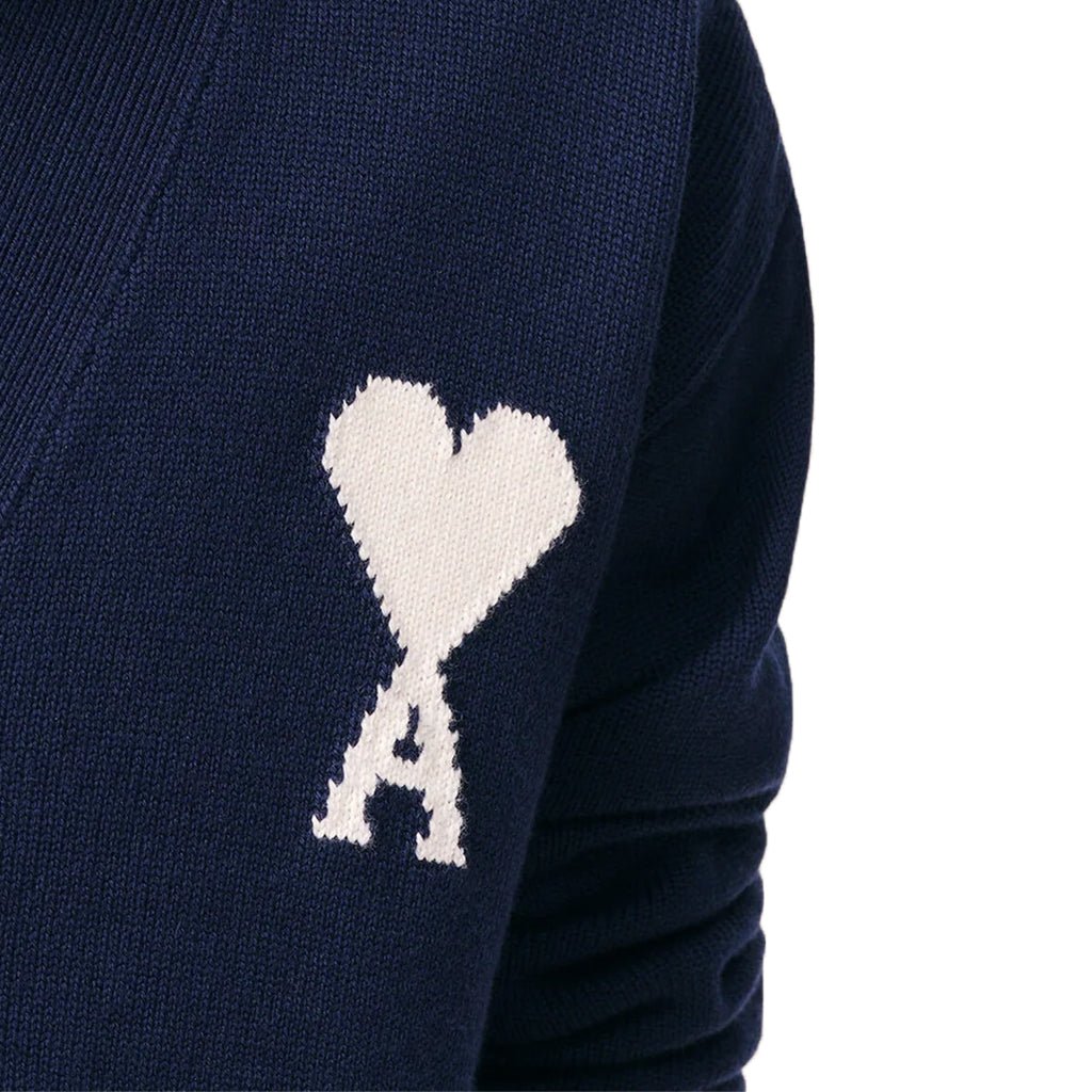 [Ami Paris] Cardigan With Contrasted Ami De CoeurKnitwearAmi ParisDPUS Designer Outlet3666598730636InkS[Ami Paris] Cardigan With Contrasted Ami De Coeur