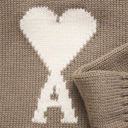 [Ami Paris] Cardigan With Contrasted Ami De CoeurKnitwearAmi ParisDPUS Designer OutletTaupeS[Ami Paris] Cardigan With Contrasted Ami De Coeur