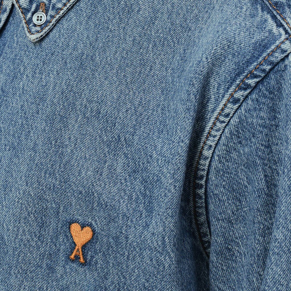 [Ami Paris] Contrasted Ami De Coeur ShirtShirtsAmi ParisDPUS Designer OutletUsed Indigo Light DenimXS[Ami Paris] Contrasted Ami De Coeur Shirt