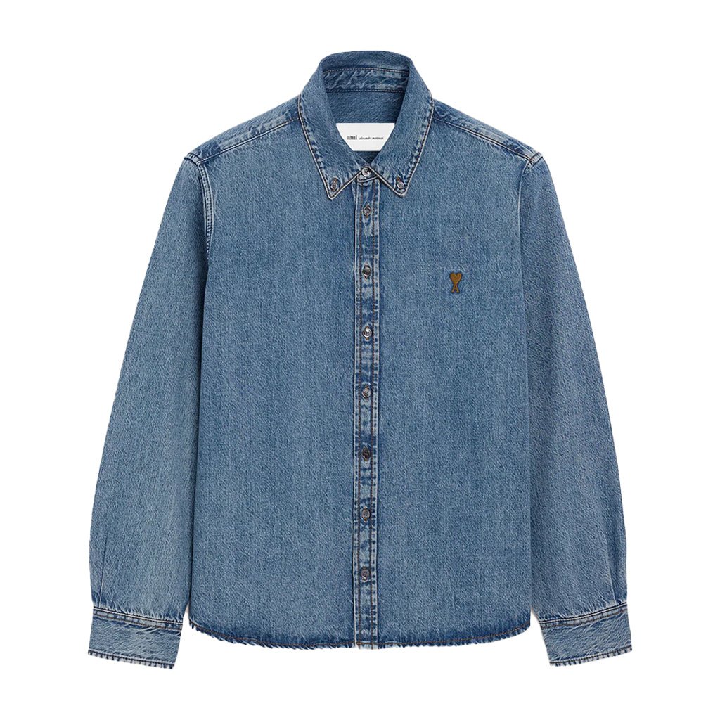 [Ami Paris] Contrasted Ami De Coeur ShirtShirtsAmi ParisDPUS Designer OutletUsed Indigo Light DenimXS[Ami Paris] Contrasted Ami De Coeur Shirt