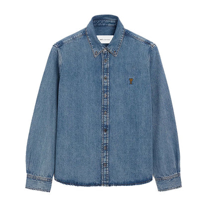 [Ami Paris] Contrasted Ami De Coeur ShirtShirtsAmi ParisDPUS Designer OutletUsed Indigo Light DenimXS[Ami Paris] Contrasted Ami De Coeur Shirt