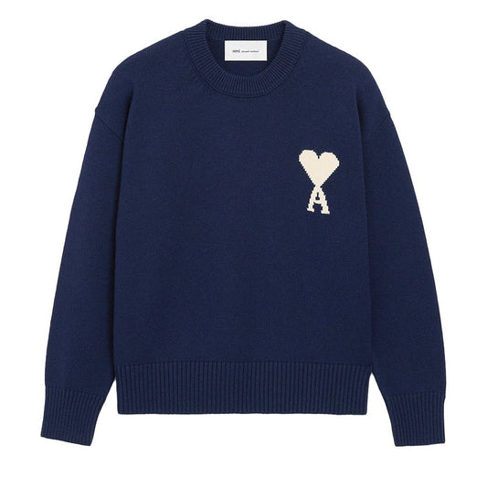 [Ami Paris] Crewneck Knit With Contrasted Ami De CoeurKnitwearAmi ParisDPUS Designer Outlet3666598731961InkXXS[Ami Paris] Crewneck Knit With Contrasted Ami De Coeur