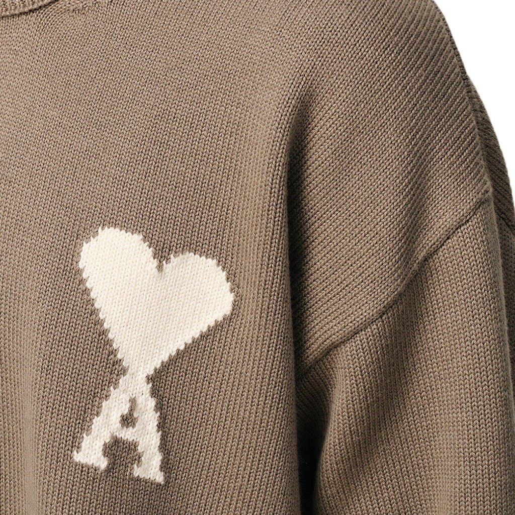 [Ami Paris] Crewneck Knit With Contrasted Ami De CoeurKnitwearAmi ParisDPUS Designer Outlet3666598732050TaupeXXS[Ami Paris] Crewneck Knit With Contrasted Ami De Coeur