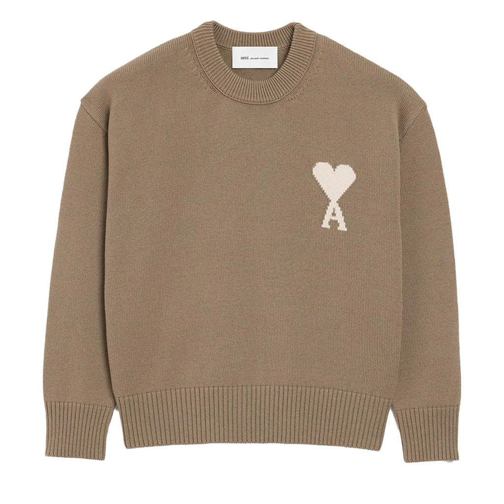 [Ami Paris] Crewneck Knit With Contrasted Ami De CoeurKnitwearAmi ParisDPUS Designer Outlet3666598732050TaupeXXS[Ami Paris] Crewneck Knit With Contrasted Ami De Coeur