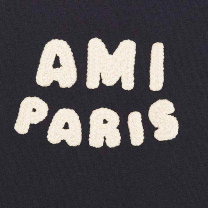 Ami Paris Crochet Logo T-Shirt in Navy