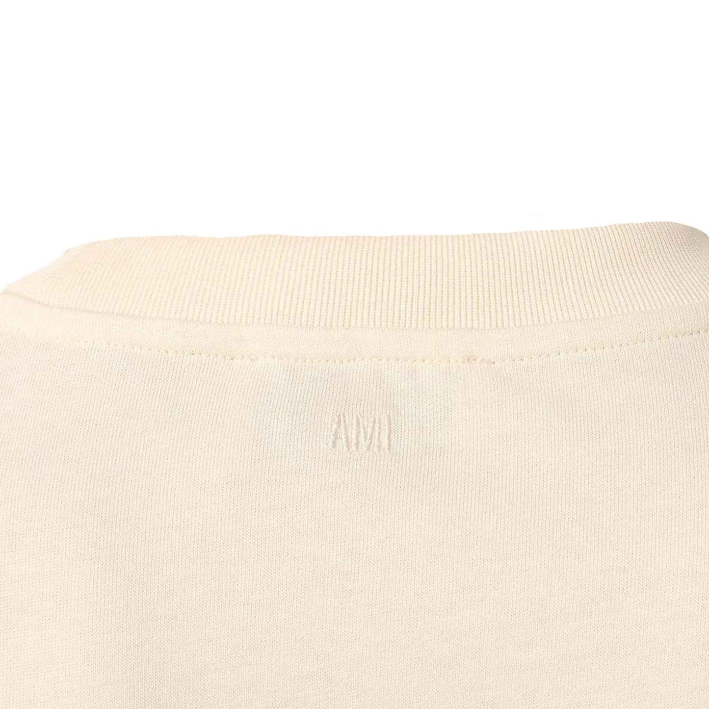 Ami Paris Crochet Logo T-Shirt in White Cream