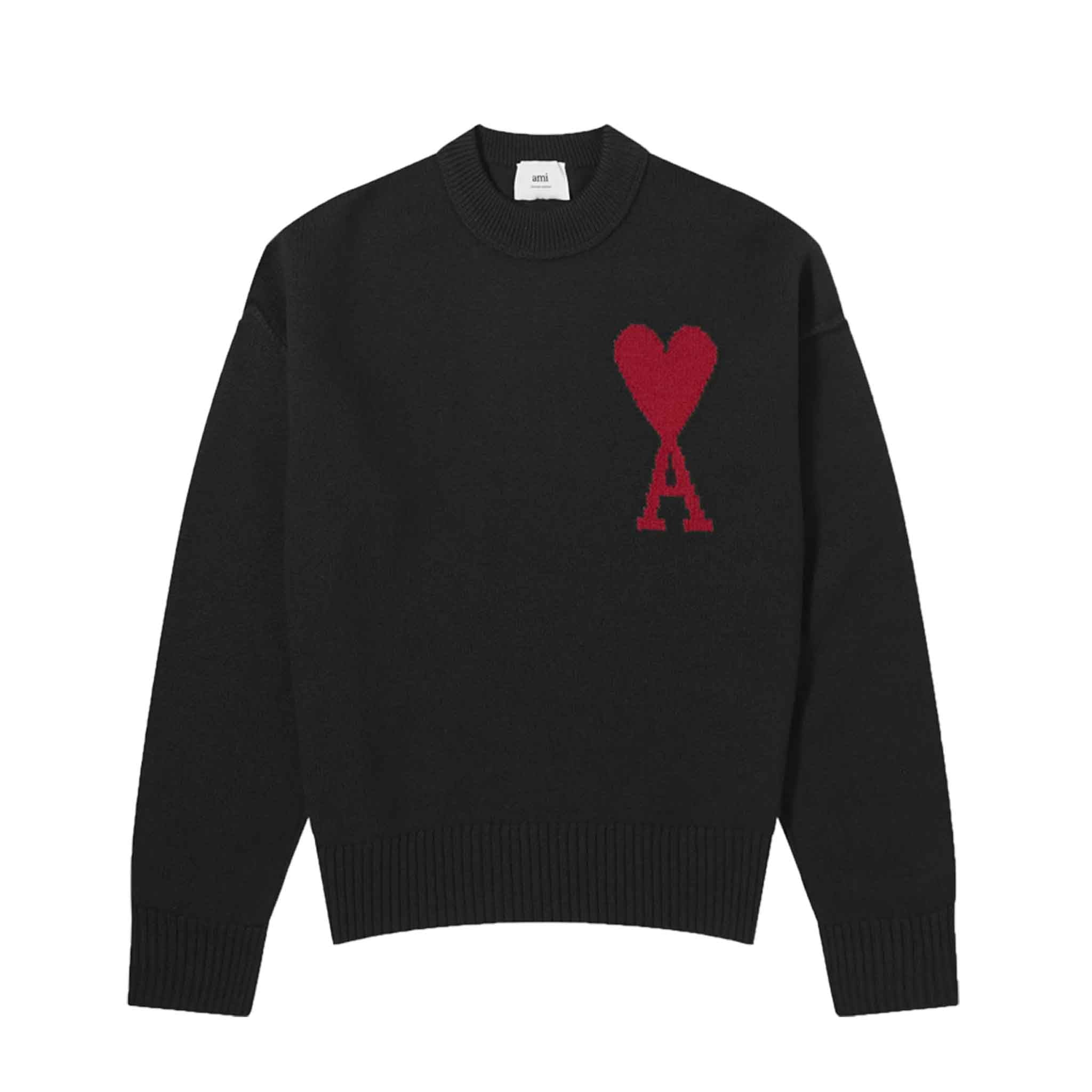 Ami Paris De Coer Large Heart Knitted Sweater in BlackSweatshirtsAMI ParisDPUS3666598136988XSAmi Paris De Coer Large Heart Knitted Sweater in Black