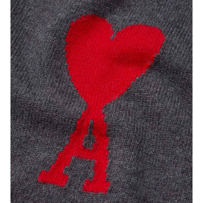 Ami Paris ADC Large Crew Knit Sweater in Heather Grey