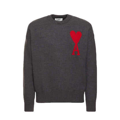 Ami Paris ADC Large Crew Knit Sweater in Heather Grey