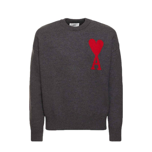 Ami Paris ADC Large Crew Knit Sweater in Heather Grey