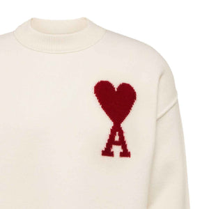 Ami Paris De Coer Large Heart Merino Wool Knitted Sweater in Off WhiteSweatshirtsAMI ParisDPUS3666598137169XSAmi Paris De Coer Large Heart Merino Wool Knitted Sweater in Off White