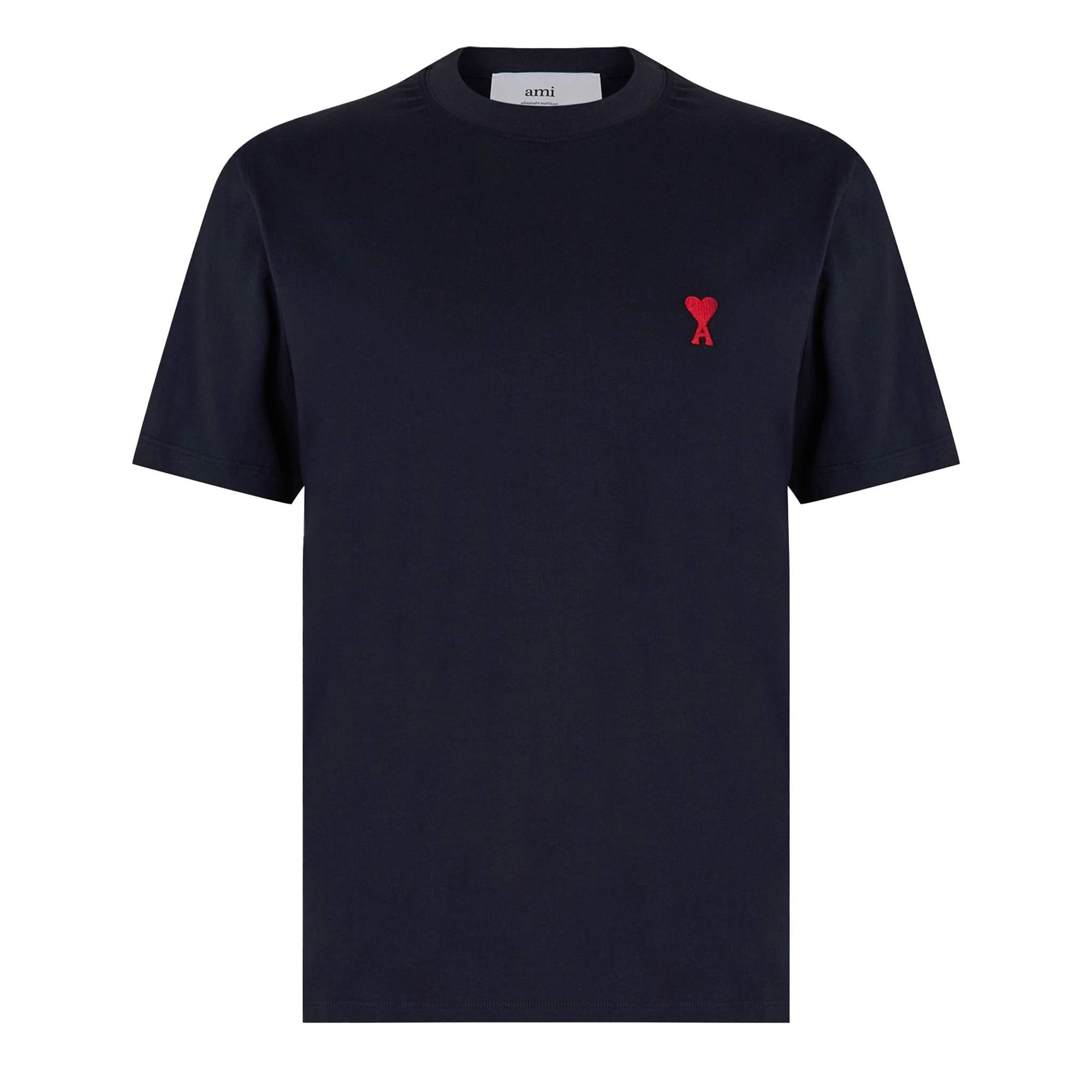 Ami Paris De Coeur Classic Fit T Shirt in Navy Blue