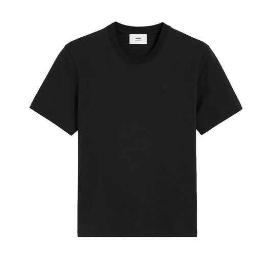 Ami Paris De Coeur Cotton T Shirt in Black Tonal