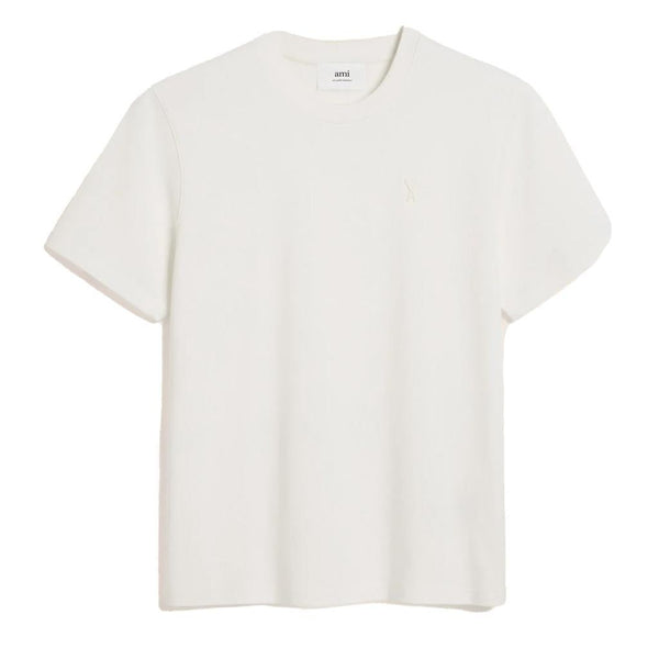 Ami Paris De Coeur Cotton T Shirt in Off White Tonal – DPUS
