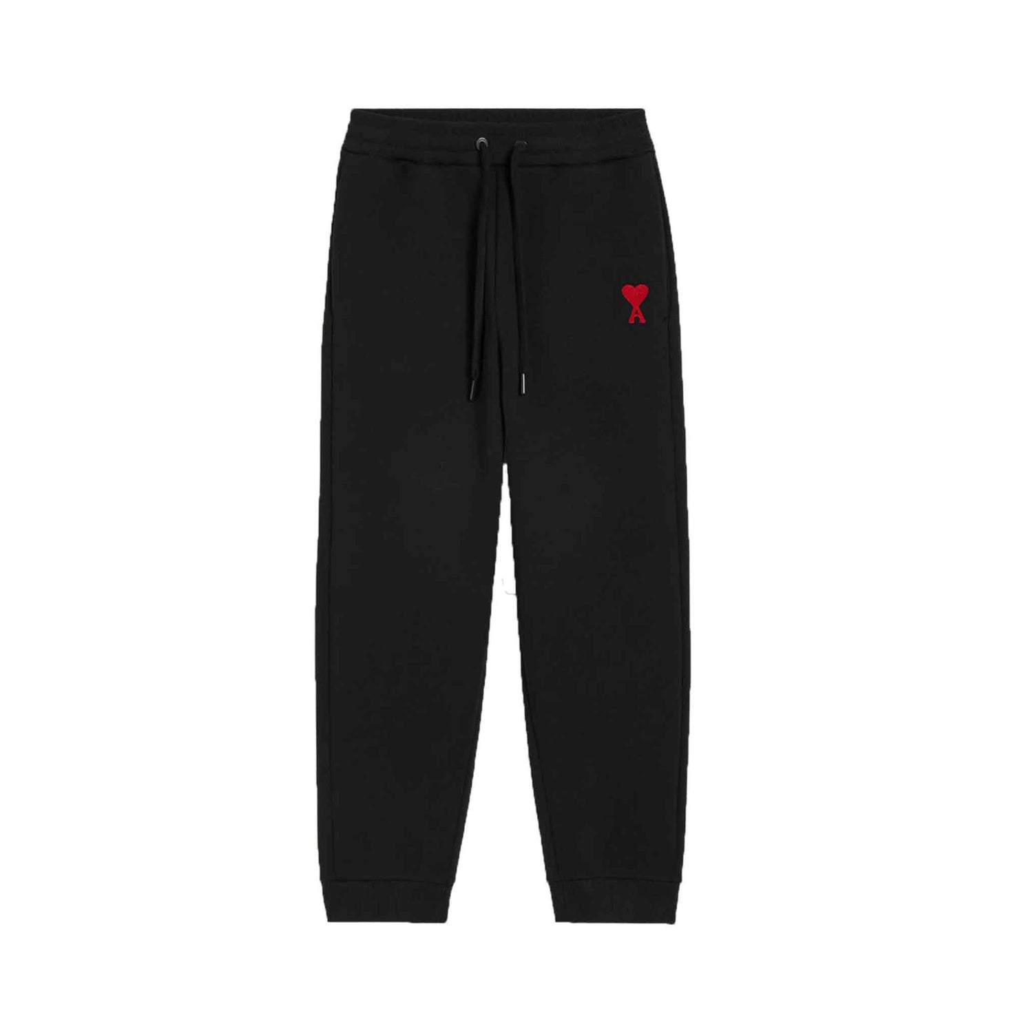 Ami Paris De Coeur Emboridered Red Heart Sweatpants in Black