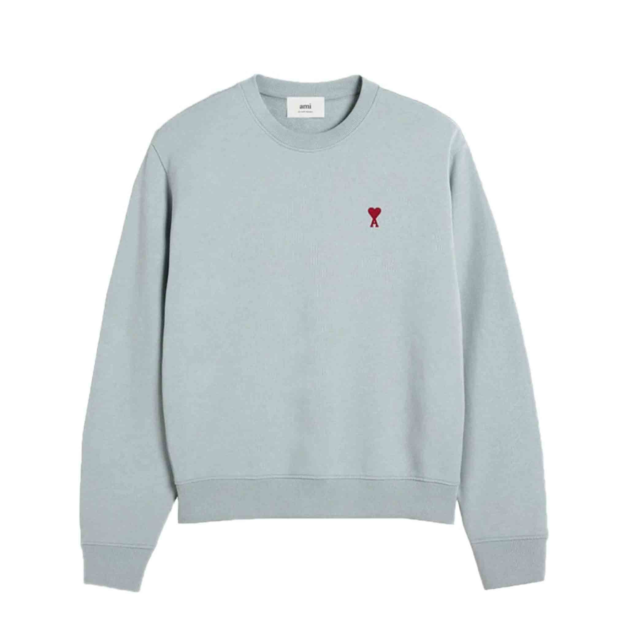 AMI Paris De Coeur Small Heart Crewneck Sweatshirt in Clay BlueSweatshirtsAMI ParisDPUS3666598448296XSAMI Paris De Coeur Small Heart Crewneck Sweatshirt in Clay Blue