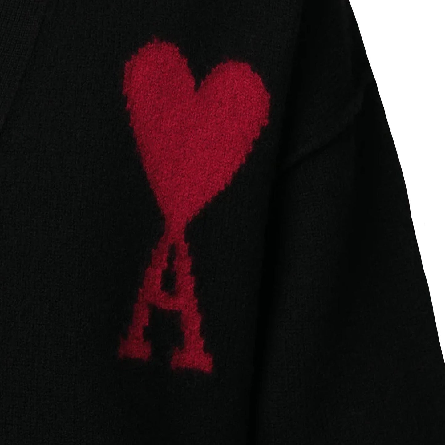 Ami Paris Large Heart Knit Cardigan in Black/Red