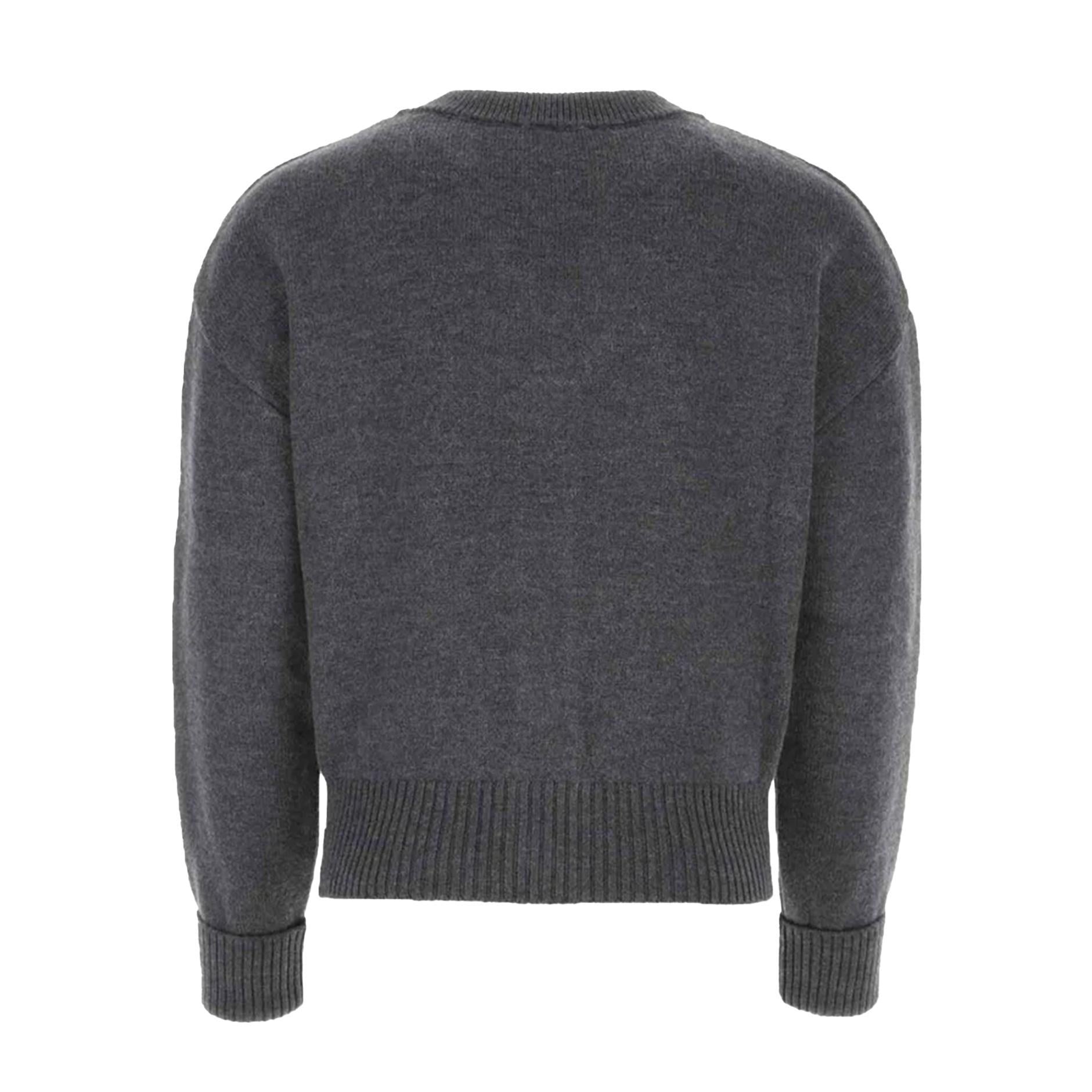 Ami Paris Large Heart Knit Cardigan in Heather Grey/Red