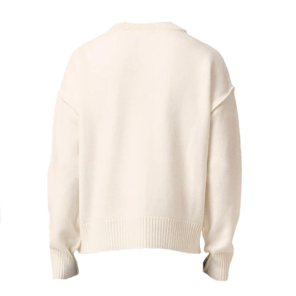 Ami Paris Large Heart Knit Cardigan in Off White/Red