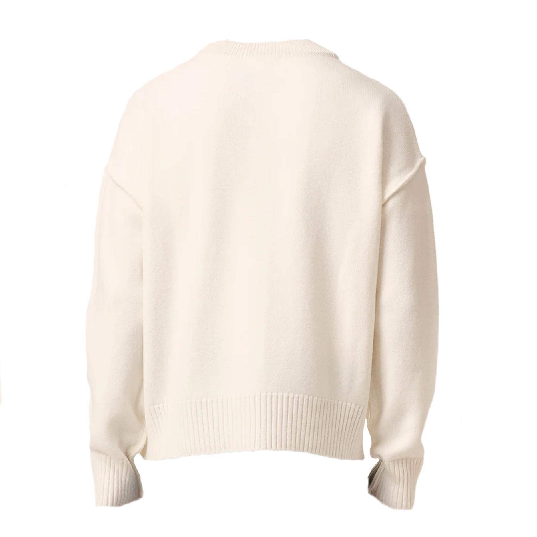 Ami Paris Large Heart Knit Cardigan in Off White/Red