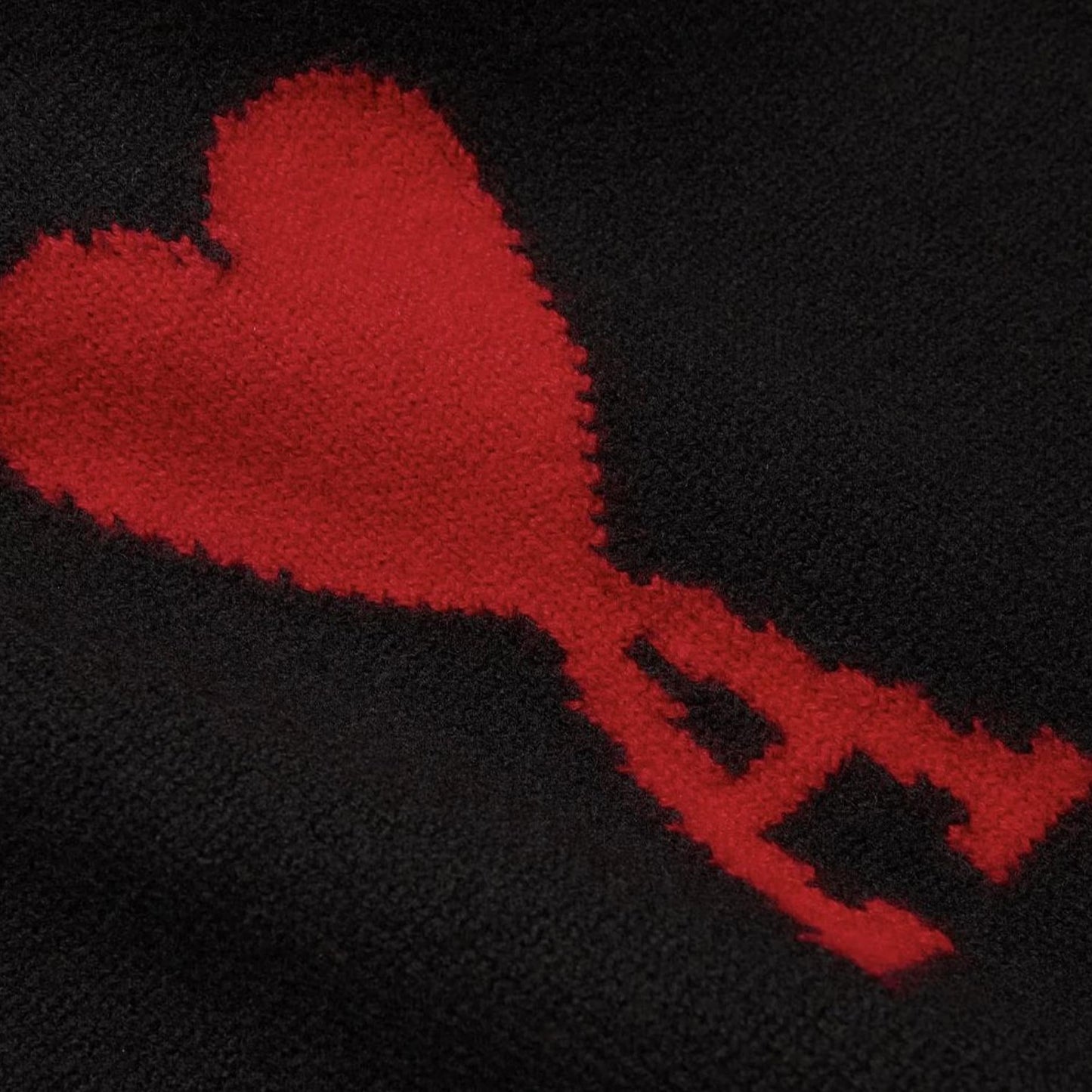Ami Paris Large Heart Knit Sweater in Black/Red
