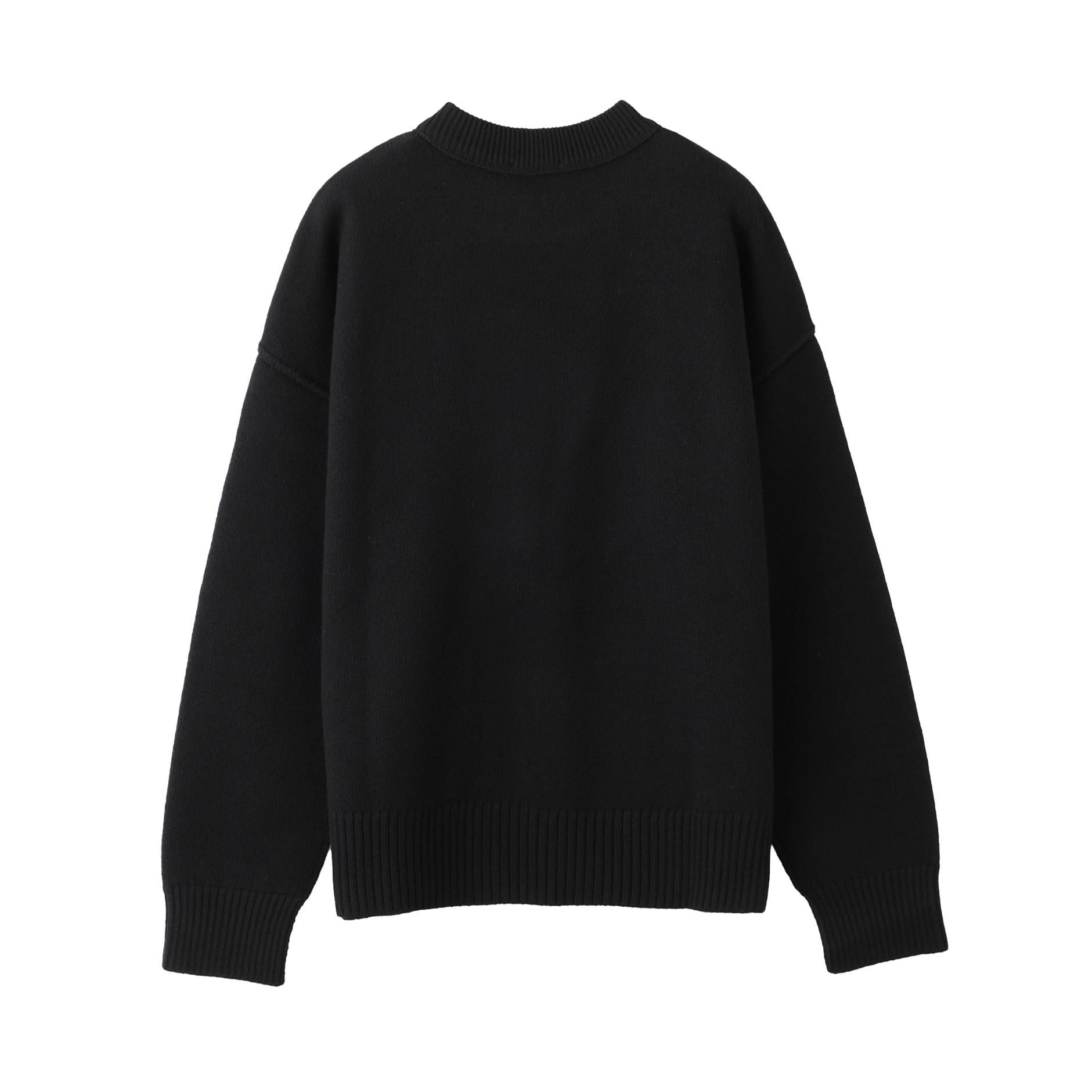 Ami Paris Large Heart Knit Sweater in Black/Red